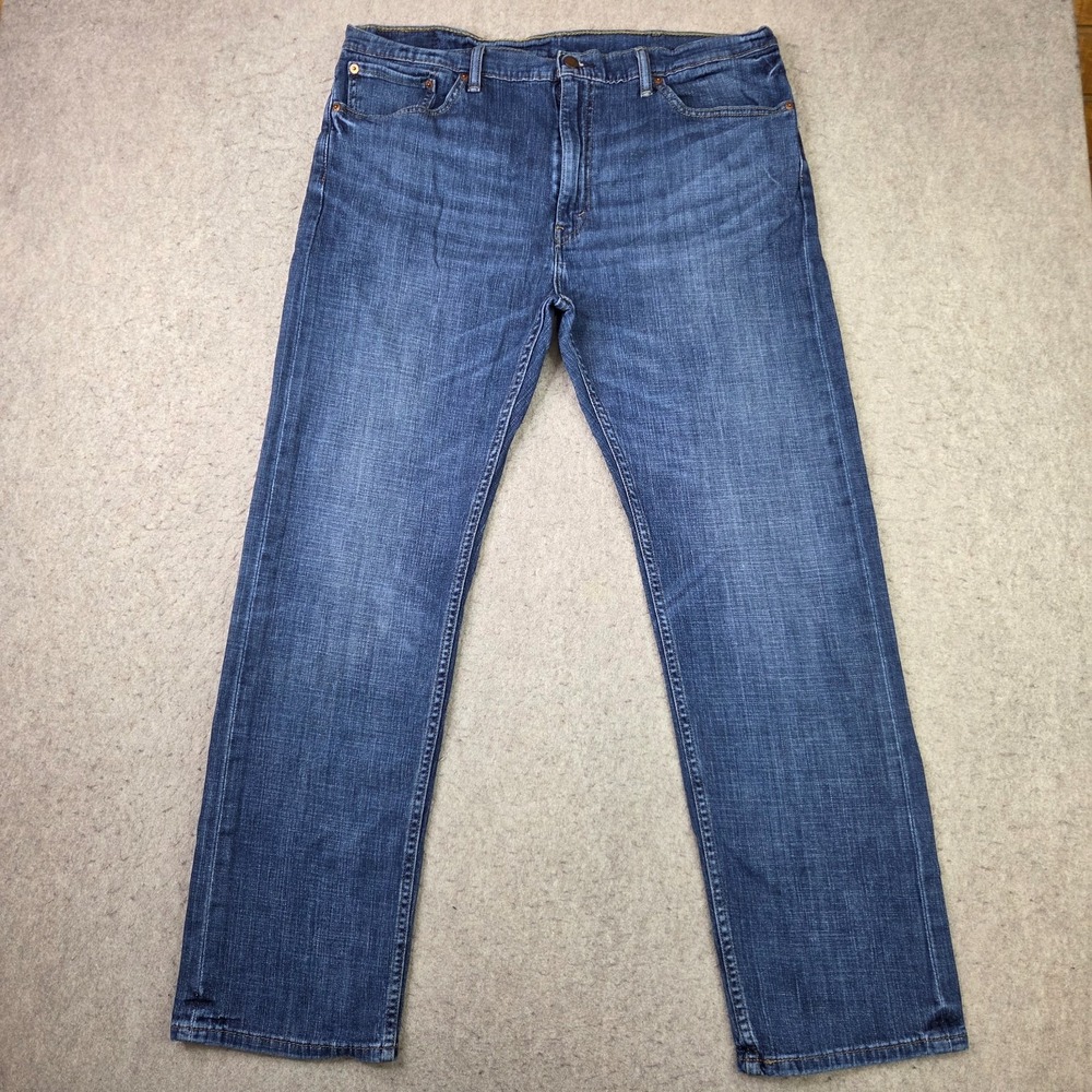 Levi's 505 Jeans Mens 38x32 Blue Denim Regular Fit Straight Leg Stretch Workwear
